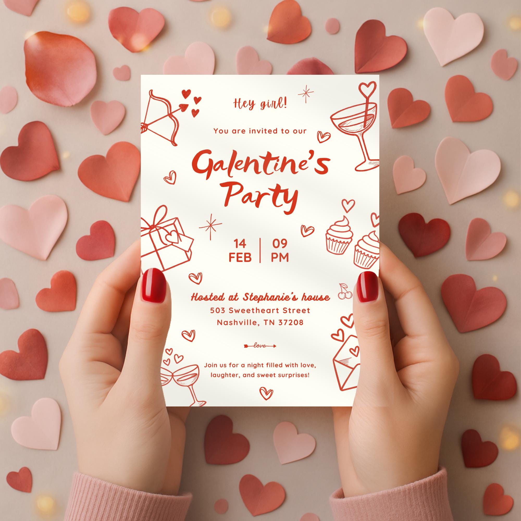 Handdrawn Galentines Party Invitation