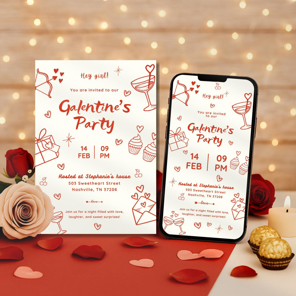 Handdrawn Galentines Party Invitation