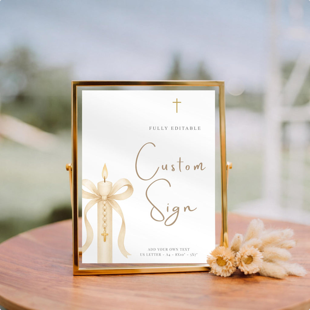 Gold Candle Baptism Custom Sign