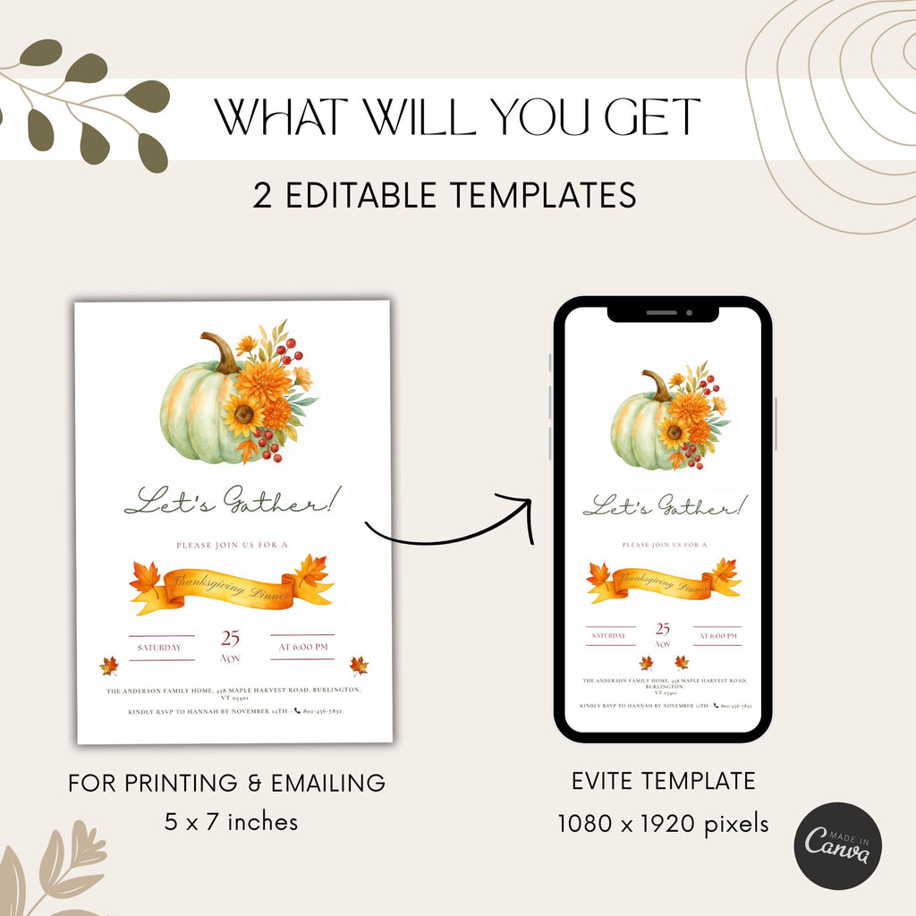 Let's Gather Thanksgiving Dinner Invitation