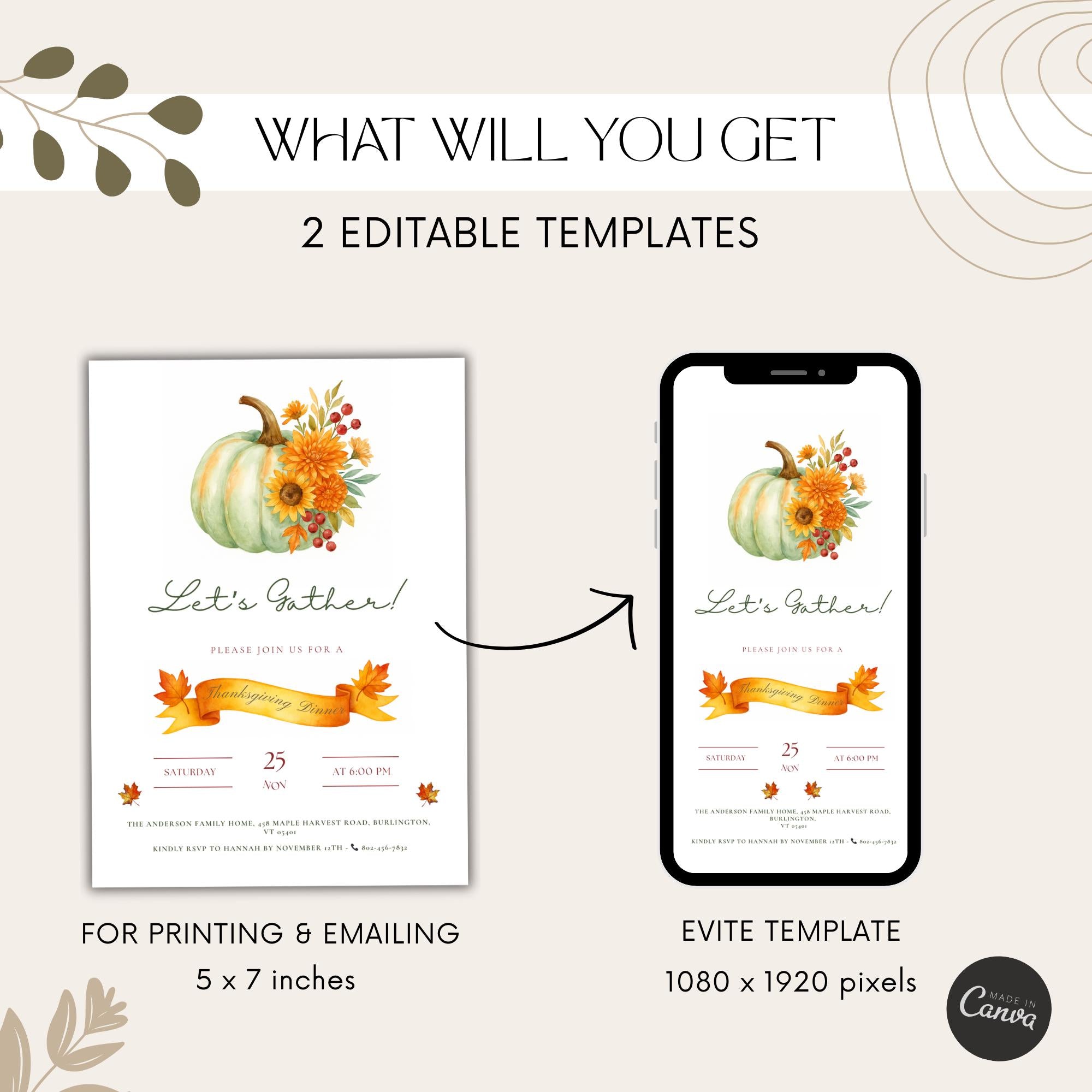 Let's Gather Thanksgiving Dinner Invitation