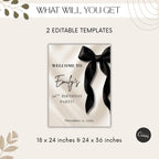 Black Bow Birthday Welcome Sign