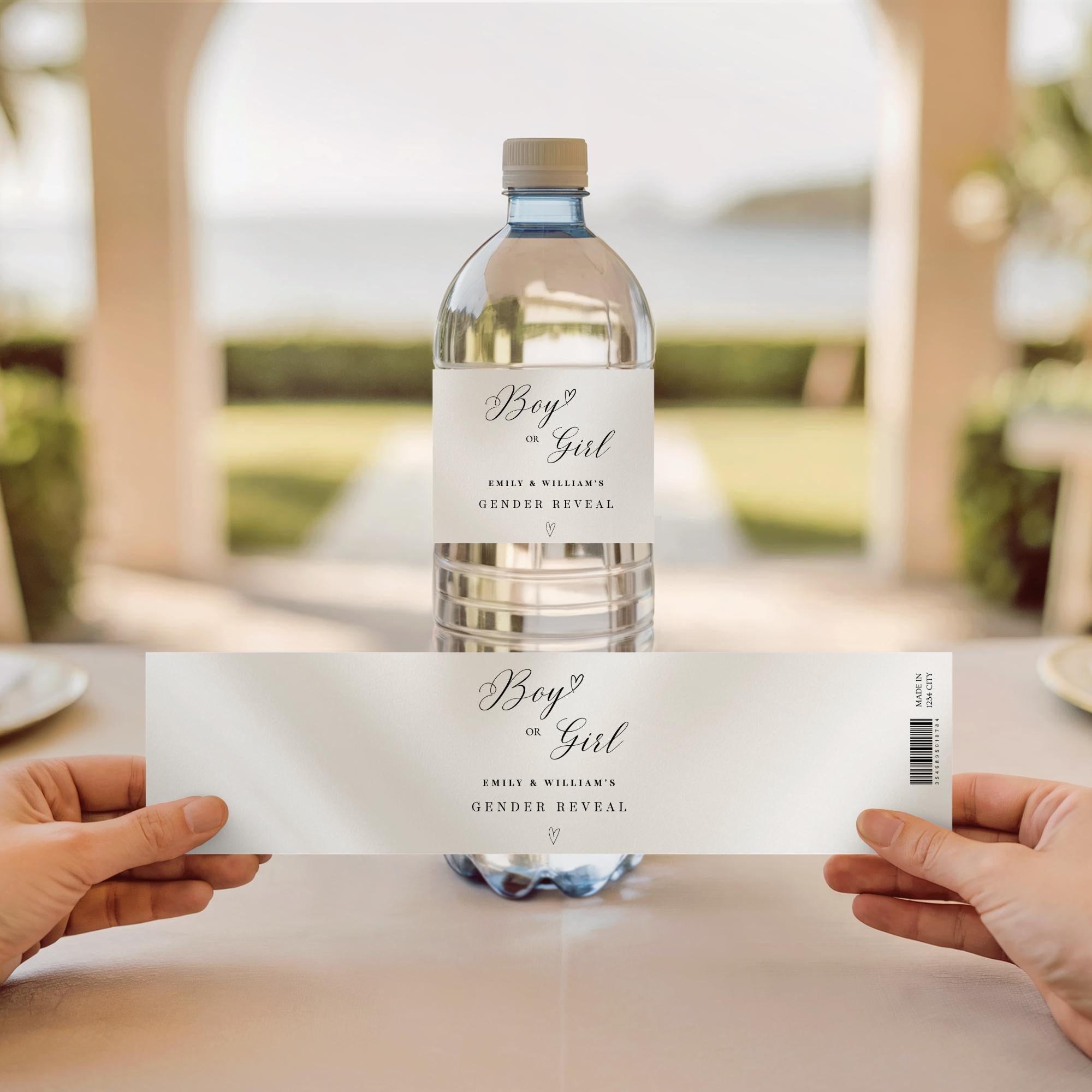 Elegant Gender Reveal Water Bottle Labels