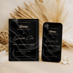 Elegant Black Satin Dinner Birthday Invitation