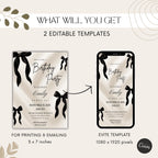 Elegant Black Bow 40th Birthday Invitation