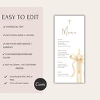 Gold Candle Baptism Menu Card