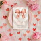 Pink Bow Galentines Party Invitation
