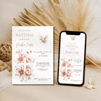 Blush Floral Dove Baptism Invitation