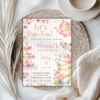 Elegant Floral Tea Party Kids Birthday Invitation