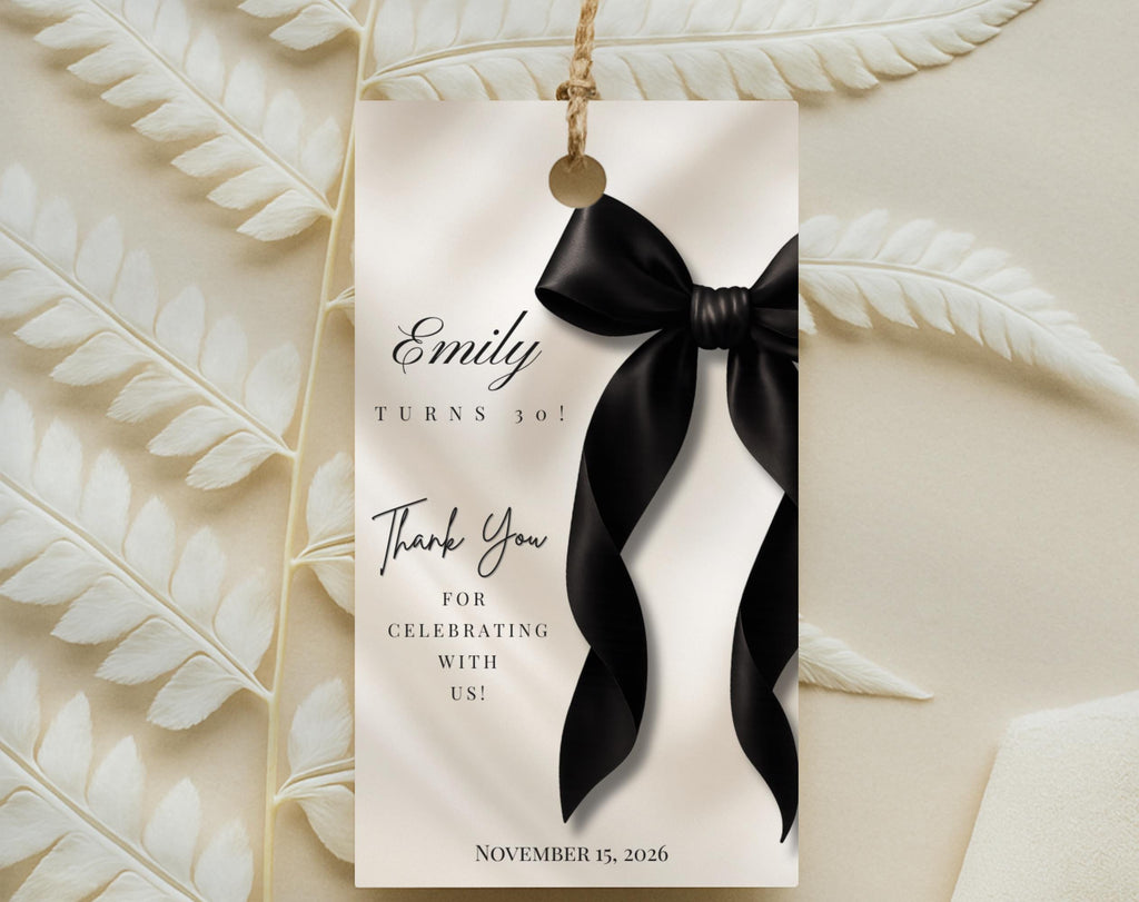 Black Bow Favor Tags