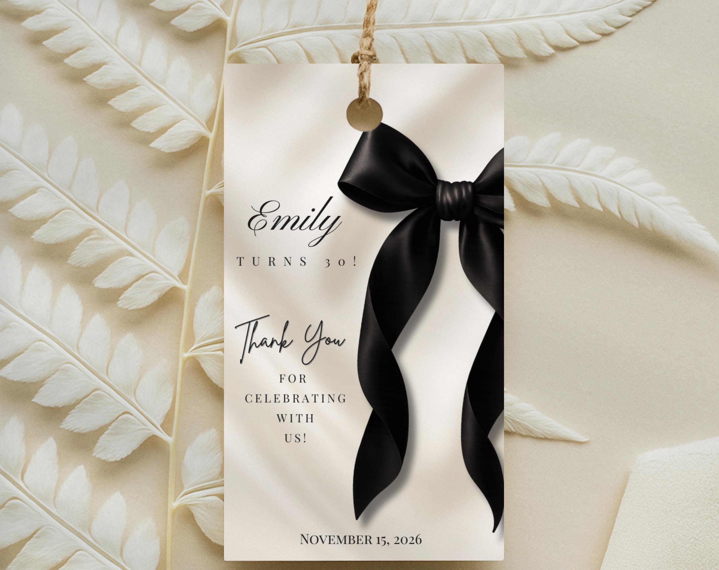 Black Bow Favor Tags