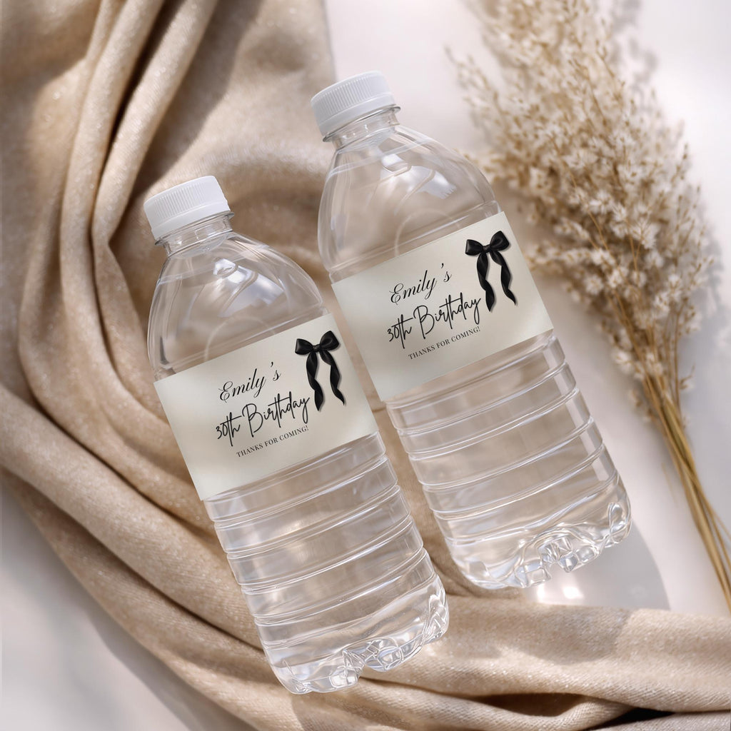 Black Bow Water Bottle Labels