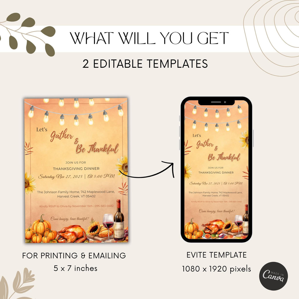 Rustic Thanksgiving Dinner Invitation