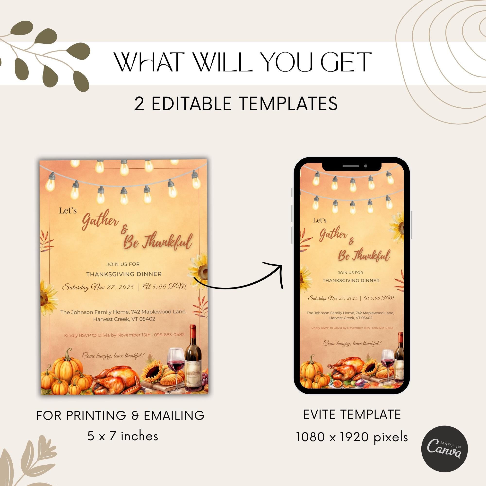 Rustic Thanksgiving Dinner Invitation