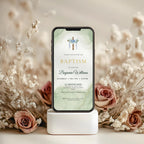 Elegant Green Watercolor Baptism Invitation