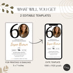 Modern 60th Birthday Invitation with Photo Number