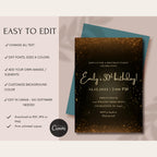 Elegant Gold Glitter Birthday Invitation