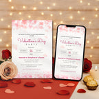 Pink Hearts Valentines Party Invitation