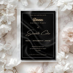 Elegant Black Satin Dinner Birthday Invitation