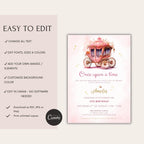 Watercolor Fairytale Princess Carriage Birthday Invitation