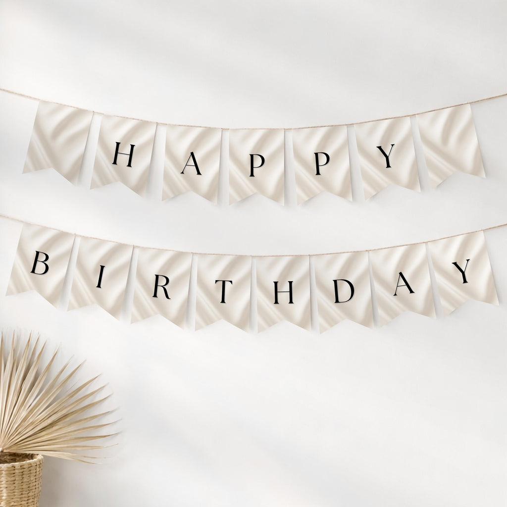 Black Bow Birthday Bunting Banner