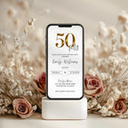 Minimal Gold Confetti 50th Birthday Invitation