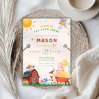 Watercolor Farm Animals Kids Birthday Invitation
