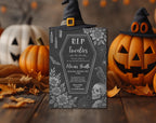 Gothic Halloween Coffin 30th Birthday Invitation