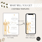 Gold Candle Orthodox Cross Baptism Invitation