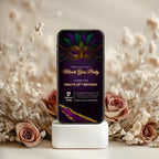 Mardi Gras Mask Birthday Party Invitation