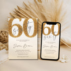 Elegant Gold Glitter Sixty 60th Birthday Invitation