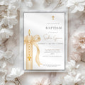 Gold Candle Orthodox Cross Baptism Invitation