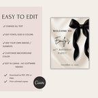 Black Bow Birthday Welcome Sign