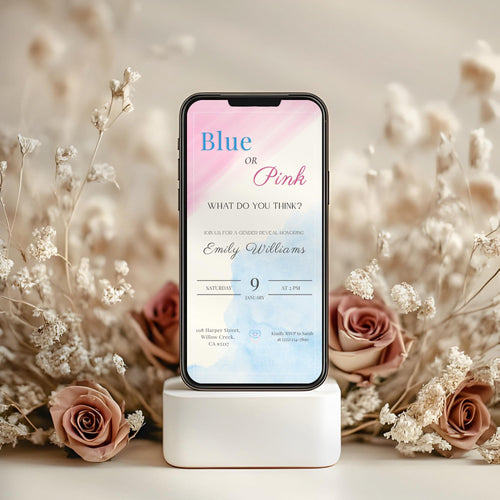 Blue or Pink Gender Reveal Invitation