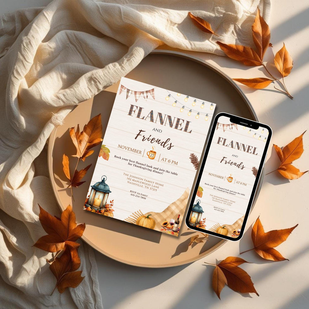 Flannel & Friends Thanksgiving Dinner Invitation