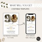 Modern 90th Birthday Photo Invitation
