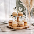 Black Bow Birthday Cupcake Toppers