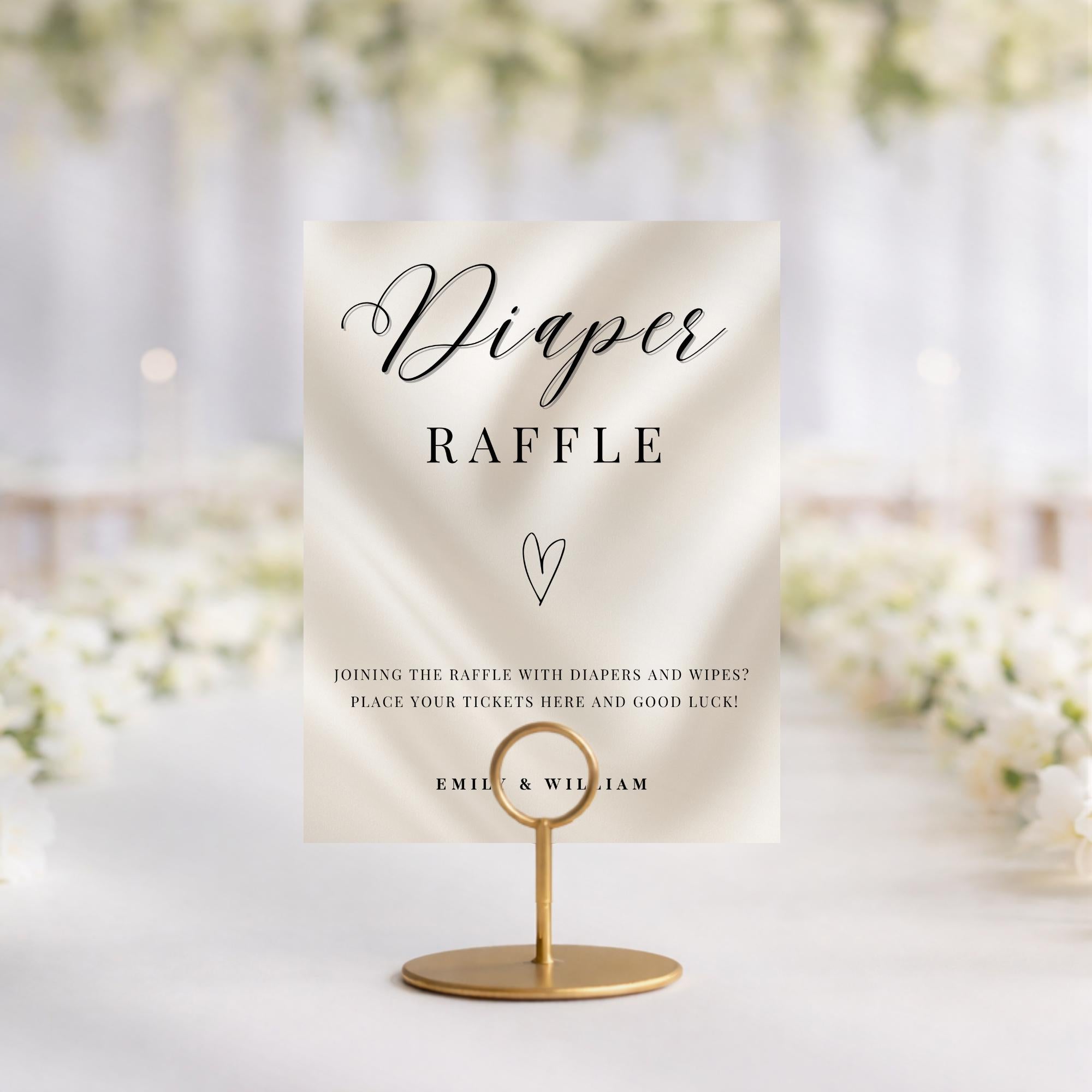 Elegant Gender Reveal Diaper Raffle Sign