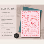 Handdrawn Galentine's Girls Night Invitation