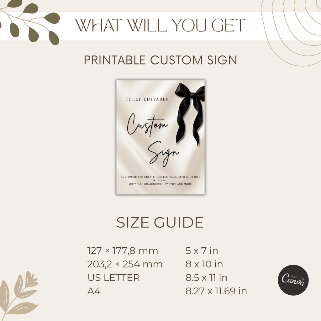 Black Bow Birthday Custom Sign