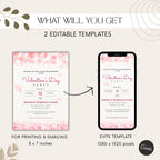 Pink Hearts Valentines Party Invitation