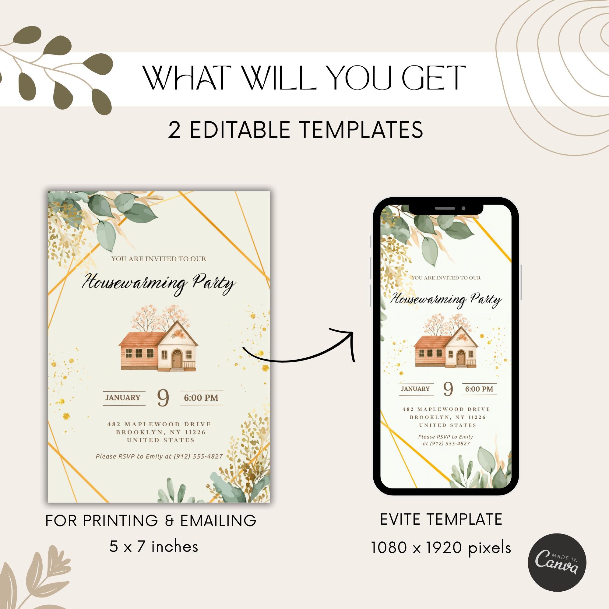 Watercolor Geometric Housewarming Invitation