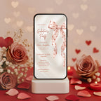 Valentines Party Invitation Pink Bow