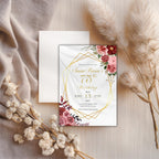Elegant Gold Geometric Floral 75th Birthday Invitation