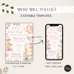 Elegant Floral Tea Party Kids Birthday Invitation