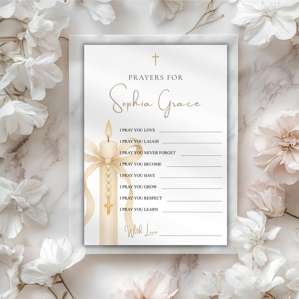 Gold Candle Baptism Prayer Card