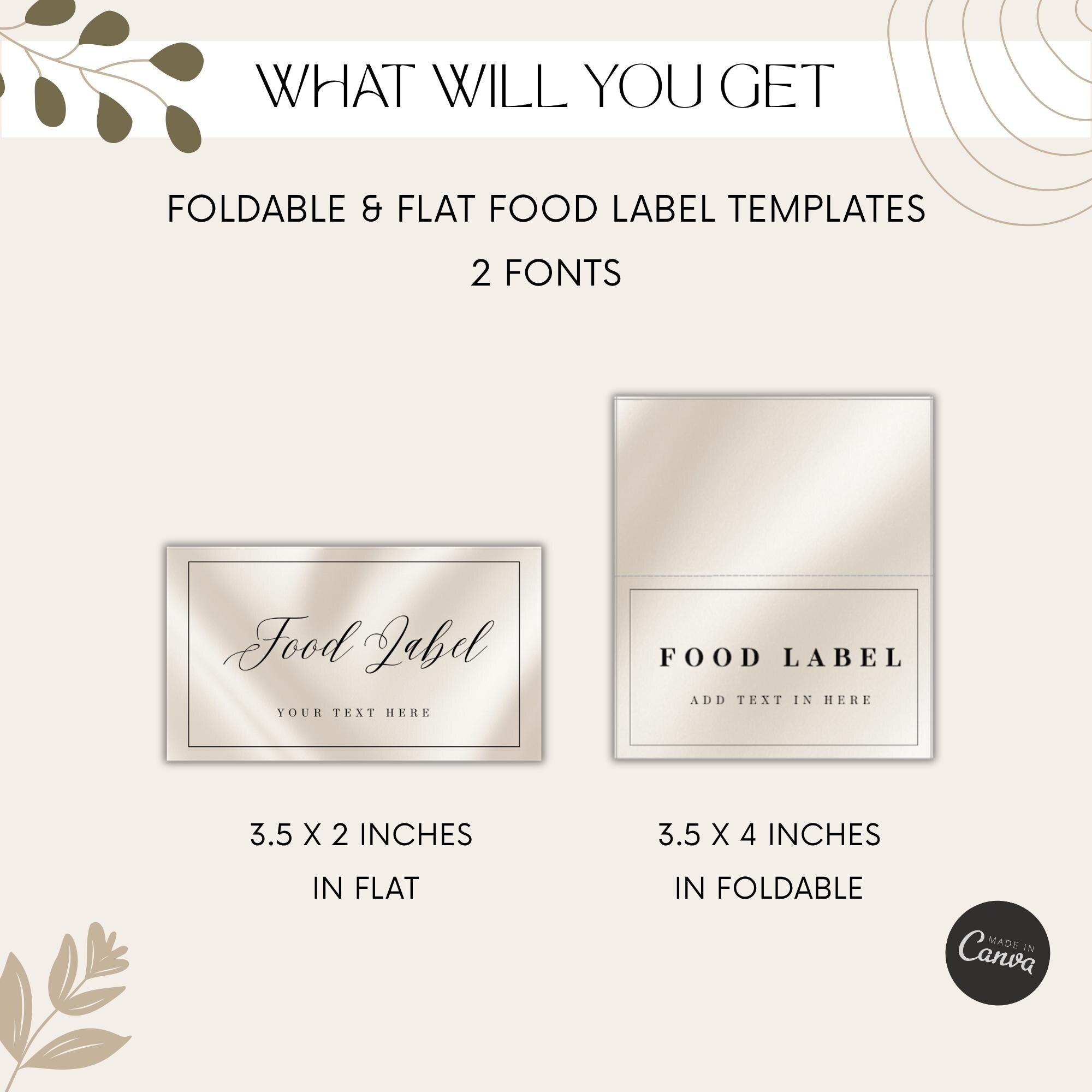 Elegant Black & White Food Labels