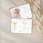 Gold Candle Baptism Photo Thank You Card