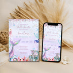 Pastel Mermaid Under the Sea Kids Birthday Invitation