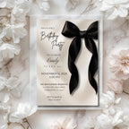 Black Bow Birthday Invitation